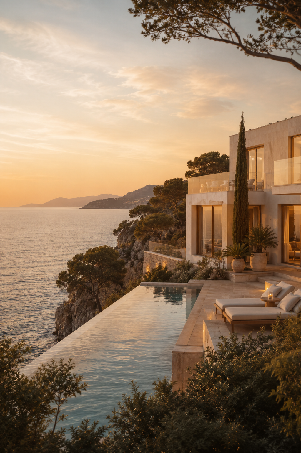 Seaview from a luxury property with infinity pool