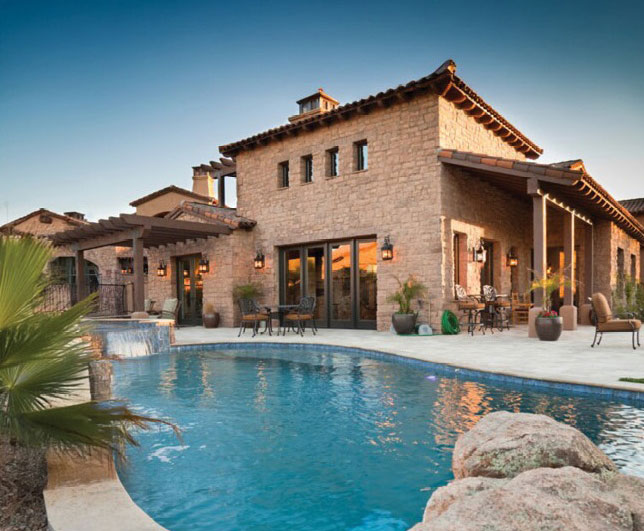 Villa with pool, surrounded by trees