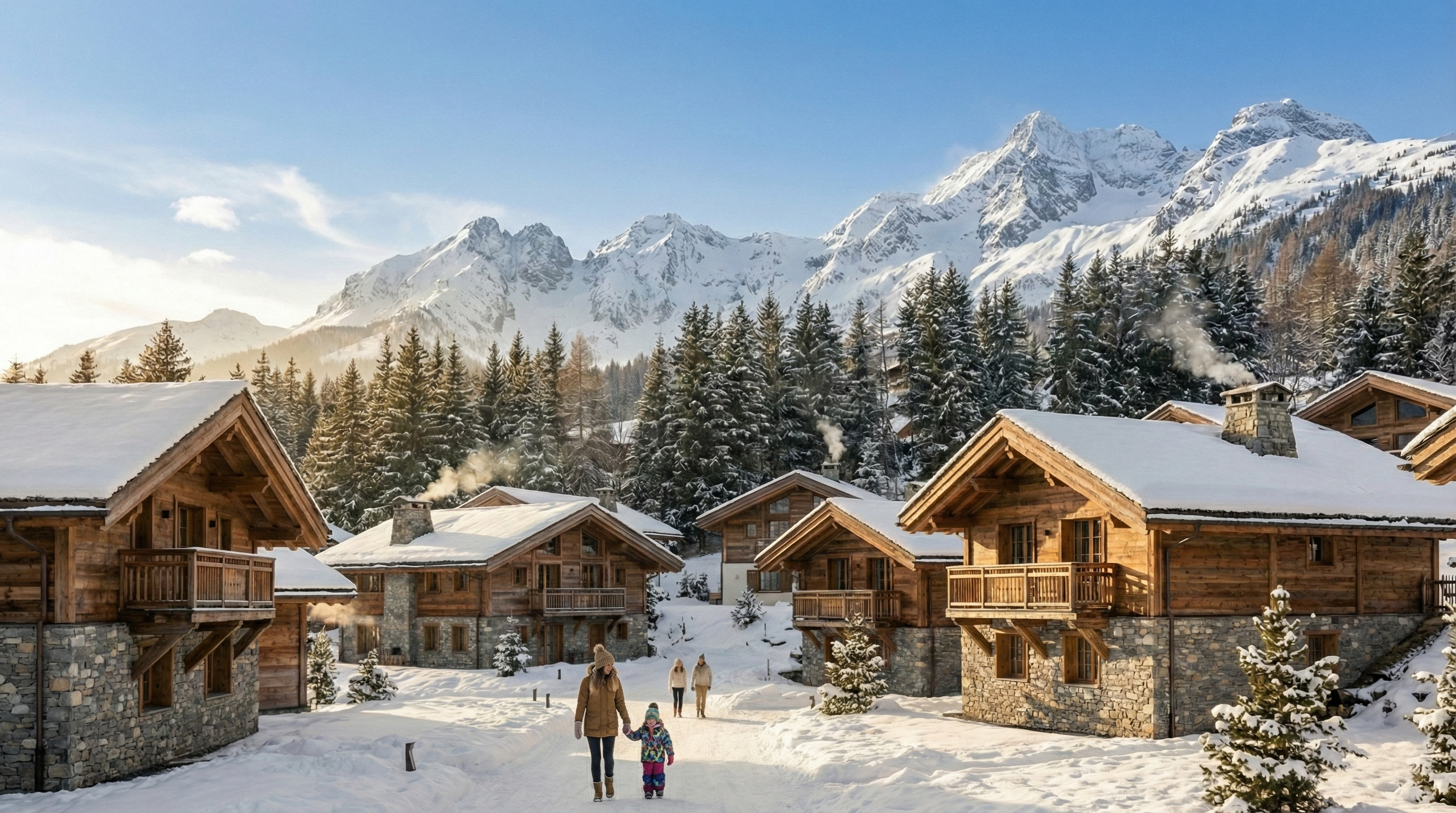 Luxury houses in the mountains with scenic view