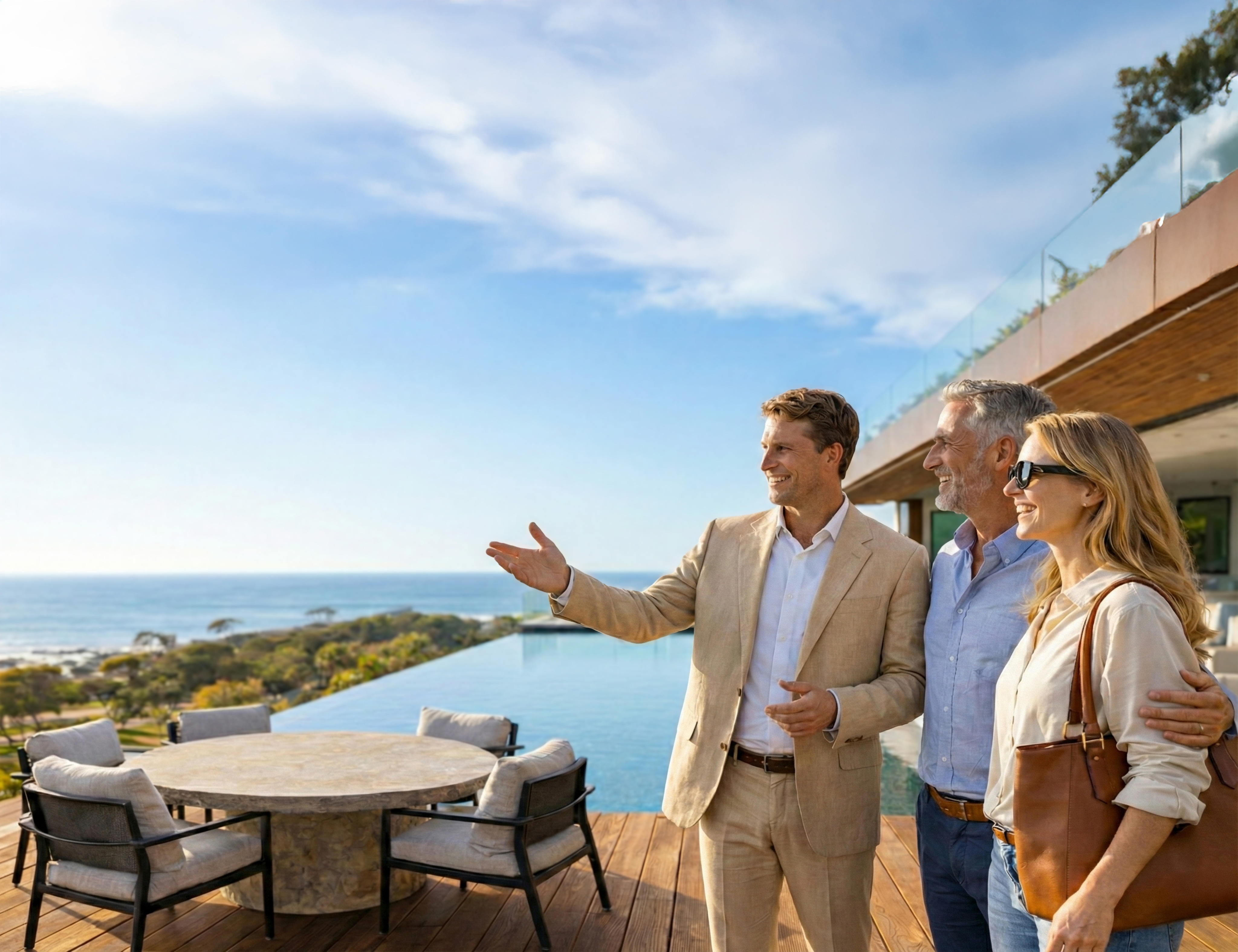 Real estate agent advising clients on property investment