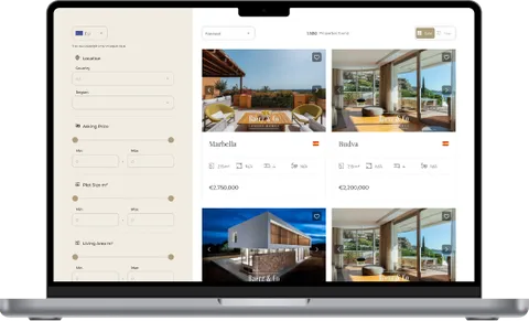 Baerz.com property portal shown on a laptop