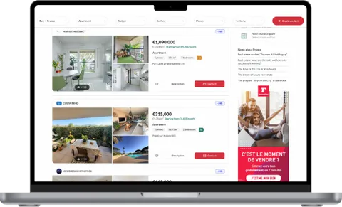 immobilier.lefigaro.fr property portal shown on a laptop