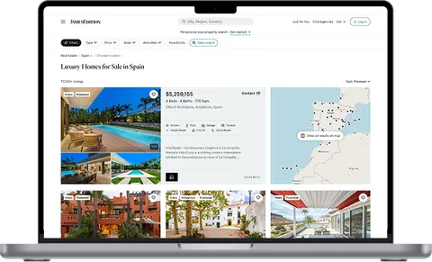 JamesEdition.com property portal shown on a laptop