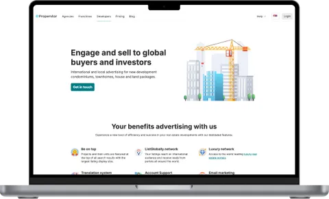 Properstar Elite property portal shown on a laptop